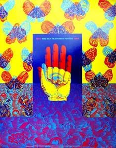 Póster de Victor Moscoso rosa neón auténtico estampado original real 1968 de San Francisco - Imagen 1 de 1
