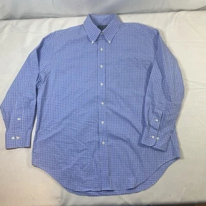 Camicia Lauren Ralph Lauren uomo taglia 17 manica lunga blu 100% cotone con bottoni - Foto 1 di 4