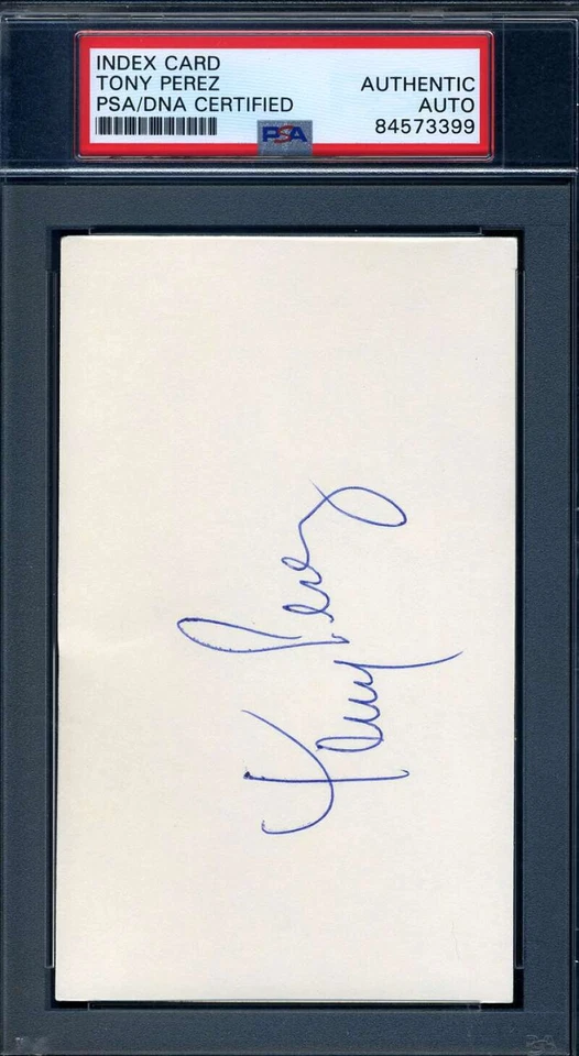 Tony Perez PSA DNA Coa Signed 3x5 Index Card Autograph - Image 1 of 1