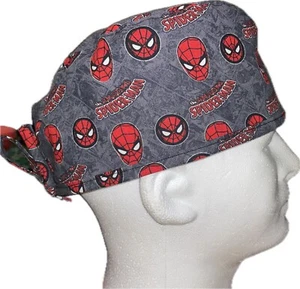 Marvel Spiderman Faces Grey Scrub Hat Chemo Cap - Picture 1 of 4
