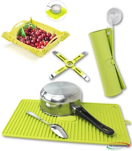 Abtropfmatte Topfuntersetzer bis 200°C obstschale Spülbeckeneinlage Saughaken - Bild 1 von 31