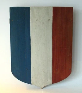 Antique Folk Art Red, White & Blue Patriotic Shield Wood Fraternal Americana - Picture 1 of 9