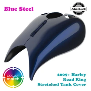 Blue Steel Stretched Extended Tank Cover fit 09+ Harley Road King - Picture 1 of 6