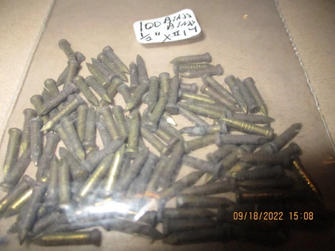 100 - VINTAGE 1/2" X #14 SOLID BRASS BRAD NAILS -BRADS Cover