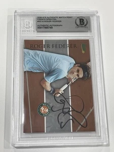 Roger Federer Signed Ace French Open Card Slabbed Beckett BAS COA Auto b - Picture 1 of 4