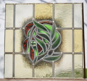 Pannello quadrato in vetro colorato piombo chiesa religiosa antico 22" - Foto 1 di 7