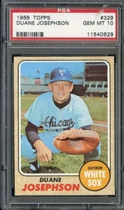 1968 TOPPS #329 DUANE JOSEPHSON PSA 10 WHITE SOX - Foto 1 di 2