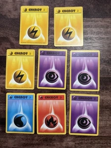 Pokémon Base Set 1999 Lote de 2 Energía Relámpago, Agua, Fuego, Psíquico - Imagen 1 de 2