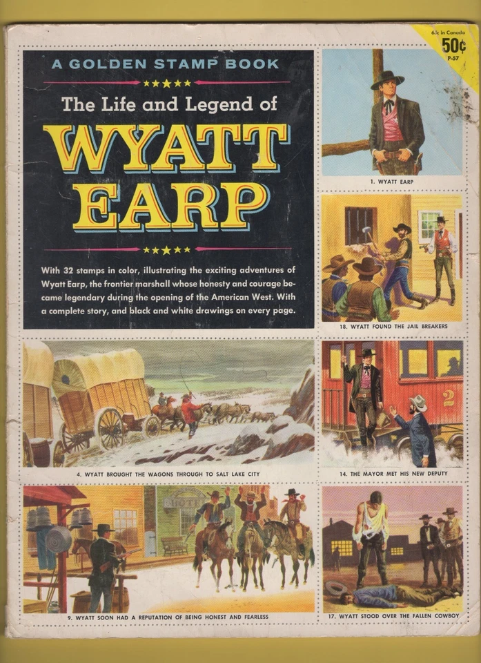 1958 Golden Stamp Book LIFE & LEGEND OF WYATT EARP Magazine Foto 1 de 1