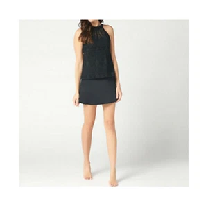 Denim & Co. Beach Lace High Neck Tankini with Skirt Black - Picture 1 of 2