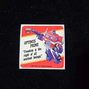 TRANSFORMERS 1985 G1 SERIES 1 HASBRO CARD MOTTO STICKER OPTIMUS PRIME - Picture 1 of 2