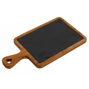 Serving Board: 33.5cm x 18cm x 1.5cm Wooden Serving Board With Slate, Small - Picture 1 of 1