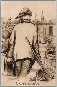 Postcard RPPC Cincinnatus A/S Illustration by Henri Boutet Clemenceau Reference - Picture 1 of 2