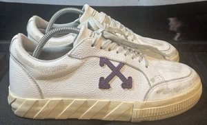 Off White Low Vulcanized Distressed White Sneakers Men’s Size 10 US / 41 EU - Picture 1 of 11