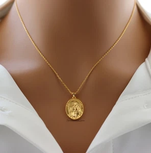 STG 18K Gold Plated St. Thomas Oval Pendant Necklace - Bild 1 von 4
