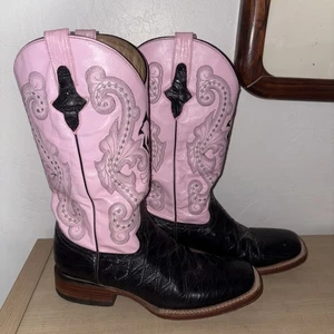 Botas vaqueras Ferrini Western de cuero negro rosa para mujer talla 8,5 excelente estado - Imagen 1 de 19