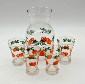 Vth MCM Anchor Hocking Orange Juice Carafe with 4 Glasses No Lid - Picture 1 of 7