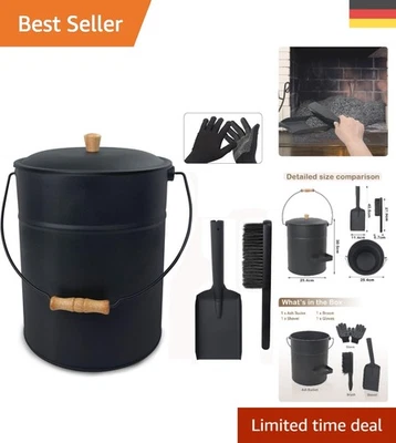 Stilvoller 15L Ascheeimer mit Deckel - Hochwertiges Kaminzubehör für Ihr Zuhause - Bild 1 von 4