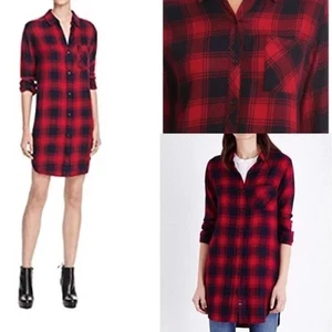 Rails Size XS Red and Blue Bianca Plaid Flannel Shirt Dress Tunic - Picture 1 of 5