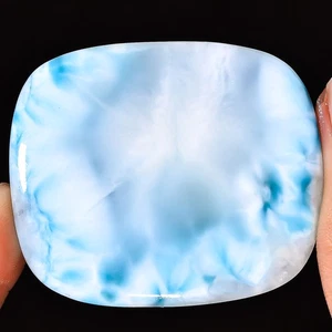 100% Natural Larimar Gemstone 75.25 Cts Cushion Cabochon 37x44x4 mm Loose Gems - Picture 1 of 7