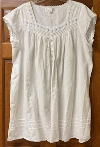 Eileen West Women's Cap Sleeve Cotton White Nightgown Size XL - Picture 1 of 7