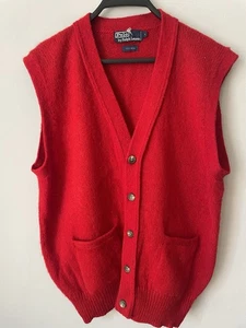 Vintage Polo Ralph Lauren 100% Wolle Knopfleiste Pullover Weste Herren L " - Bild 1 von 8