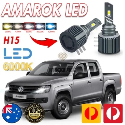 LED HEAD LIGHT  For Volkswagen Amarok VW Bulb CANBUS H15 - Image 1 of 4