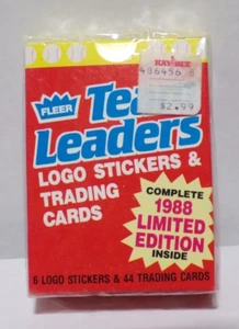 Juego de pegatinas y tarjetas coleccionables con logotipo de líderes de equipos de béisbol Fleer 1988 (A) 053023AZT - Imagen 1 de 2