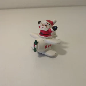 Babbo Natale su Aereo Giocattolo in Ceramica - Vintage - Foto 1 di 6