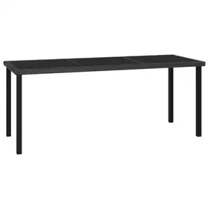 Garten-Esstisch Schwarz 180x70x73 cm Poly Rattan - Bild 1 von 5