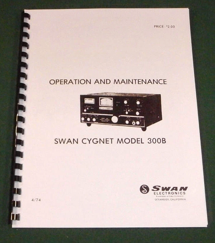 Swan Cygnet 300B Instruction Manual - Premium Card Stock Covers & 28 LB Paper! - Image 1 of 1