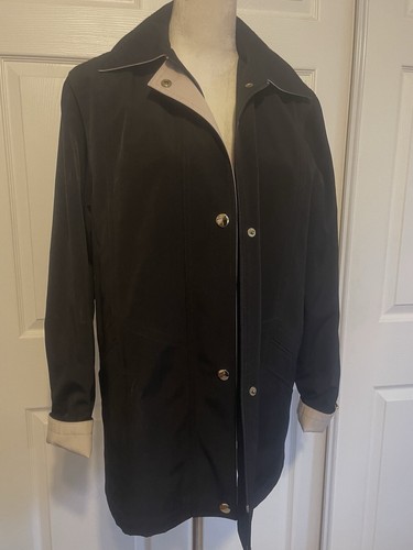 Trench coat donna Liz Claiborne nero foderato colori burberry a quadri taglia Med
