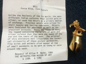 Metropolitan Museum of Art Miniature Replica of 15th Century Costa Rican Bell - Picture 1 of 7
