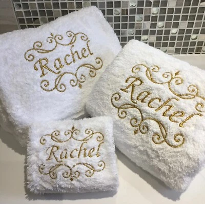 Personalised and Monogrammed Towels, 500GMS Scroll Monogram Towels, All Sizes - Image 1 of 4
