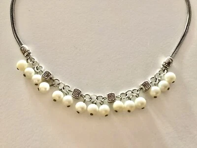 Collar Brighton Mimosa Perlas de Vidrio Blanco Plata Foto 1 de 3