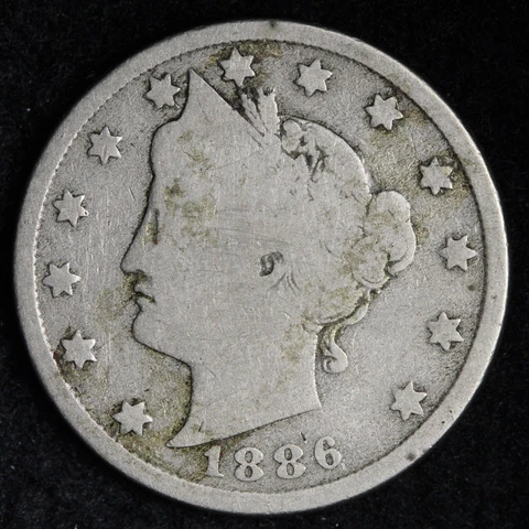 1886 Liberty V Nickel CHOICE AG E419 KJEH Cover