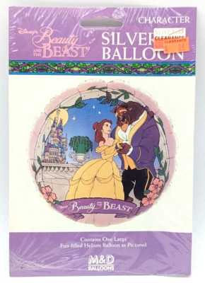 Globo de fiesta de helio plateado La Bella y la Bestia de Disney de colección sellado nuevo en paquete Foto 1 de 2