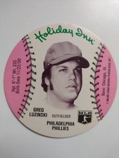 1977 Holiday Inn Disc Greg Luzinski Phillies NrMt 3 3/8" Diameter Fairly Rare