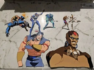 5x Street Fighter Series Animation Cel Lot Anime Guile Ryu Dhalsim Sagat T.Hawk - Picture 1 of 11