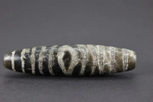50mm Antique Himalayan Tibet Nepal Old Dzi Bead Complete Amulet with Stripe Eye - Picture 1 of 19