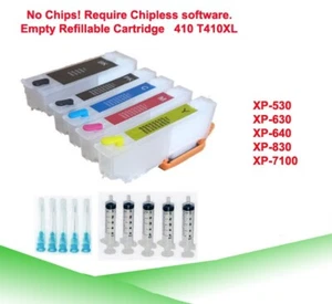 410 T410XL Refillable Ink Cartridge No Chip for XP-530 / 630 / 635 / 640 / 830 - Picture 1 of 7