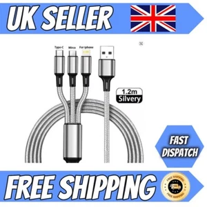 3 in 1 Multi Head USB Ladegerät Ladekabel für die meisten Geräte NEU UK VERKÄUFER SCHNELL - Bild 1 von 5