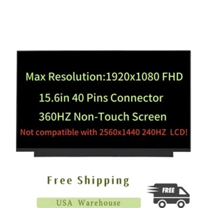 1920x1080 FHD 360HZ Non-touch Led LCD Screen For Dell Alienware M15 R5 R6 P109F - Picture 1 of 5