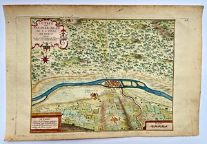 PARIS 1724 FRANCE NICOLAS DE FER RARE ANTIQUE ENGRAVED CITY MAP 18TH CENTURY - Picture 1 of 8