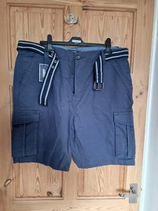 Pantalones cortos de carga para hombre Maine con cinturón azul talla 40 nuevos con etiquetas - Imagen 1 de 2