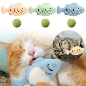 Silicone Fish Toy for Cats Mint Self-hi Bite-resistant Grinding Teeth to Tease # - Picture 1 of 25