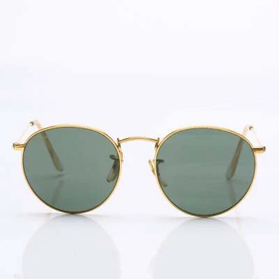 Винтажный B&L RAY BAN США Круглые солнцезащитные очки в металлической золотой оправе 51/21 W1573 - Изображение 1 из 4