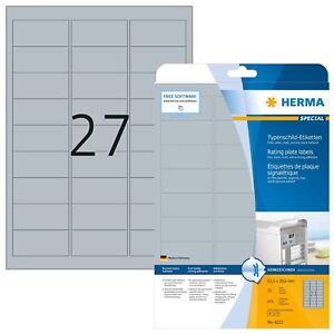 HERMA Extra-Strong Adhesive Silver Heavy Duty Weatherproof Foil Labels, 27 Label