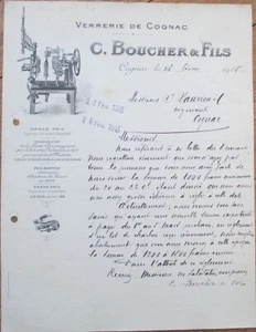 Glassworks 1915 French Letterhead, Boucher Cognac Bottle Machinery France - Picture 1 of 1