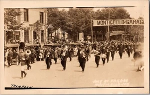 RPPC July 4th Parade Monticello New York Marching Band Postcard c1910 KD2 - Picture 1 of 2